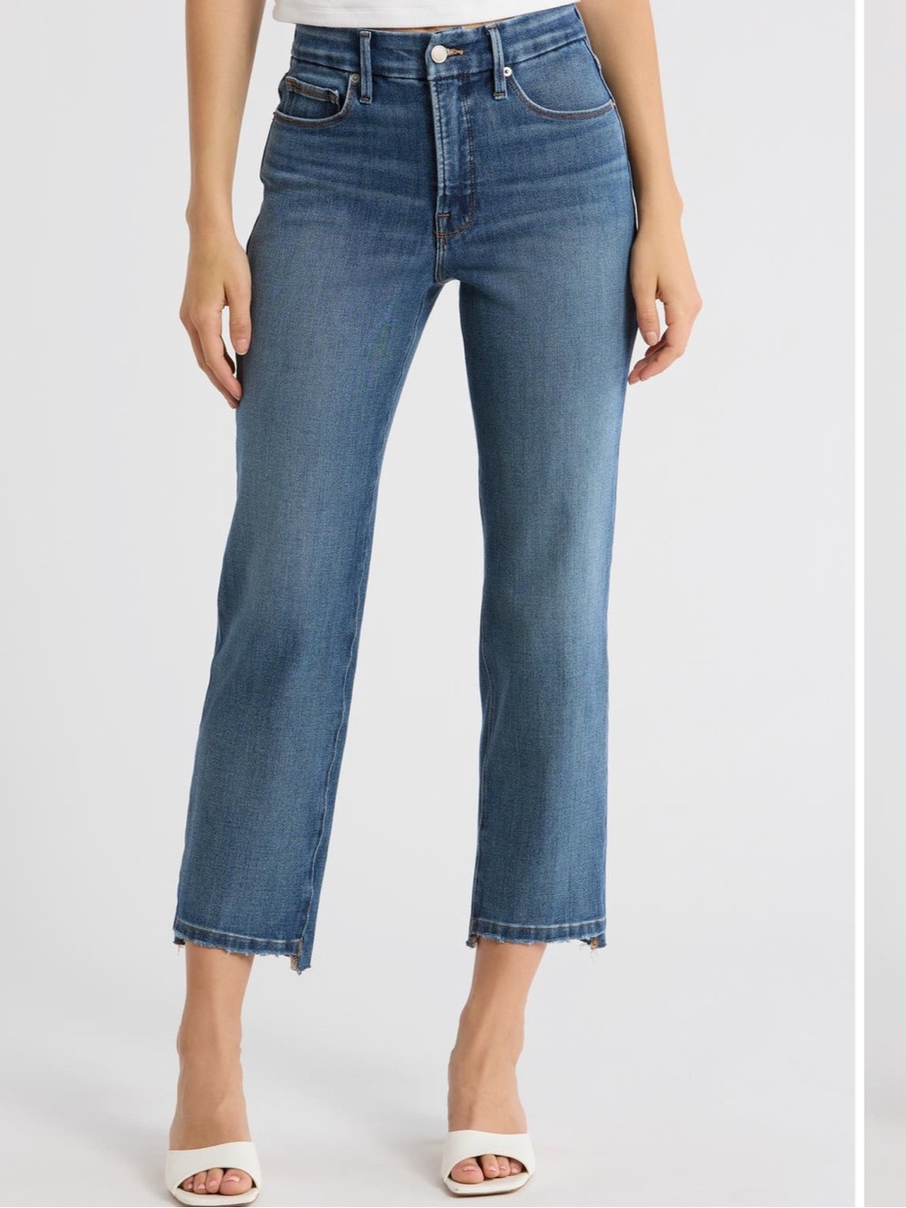 Good American Soft-Tech Good Legs Straight Leg Jeans